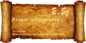 Rieger Szilveszter névjegykártya